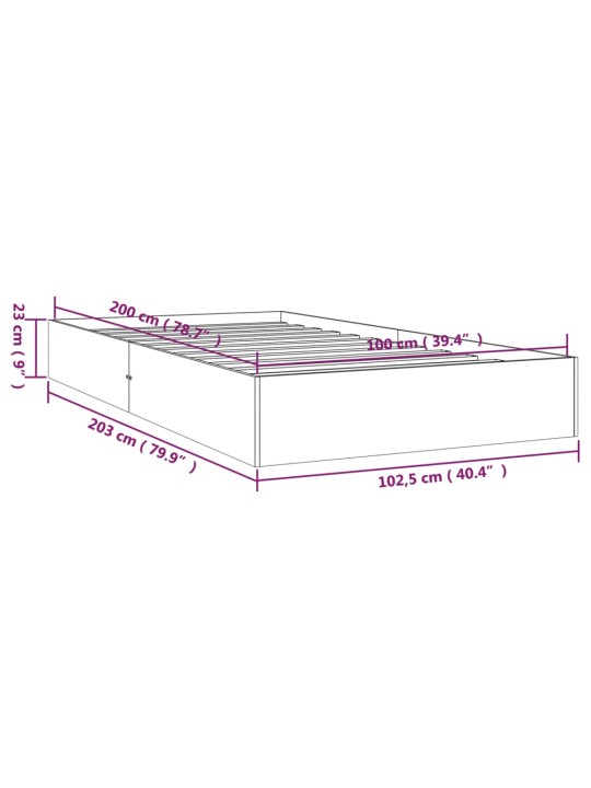 Rám postele bílý masivní dřevo 100 x 200 cm