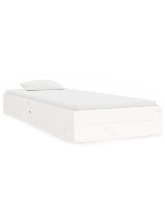 Rám postele bílý masivní dřevo 75 x 190 cm malé jednolůžko