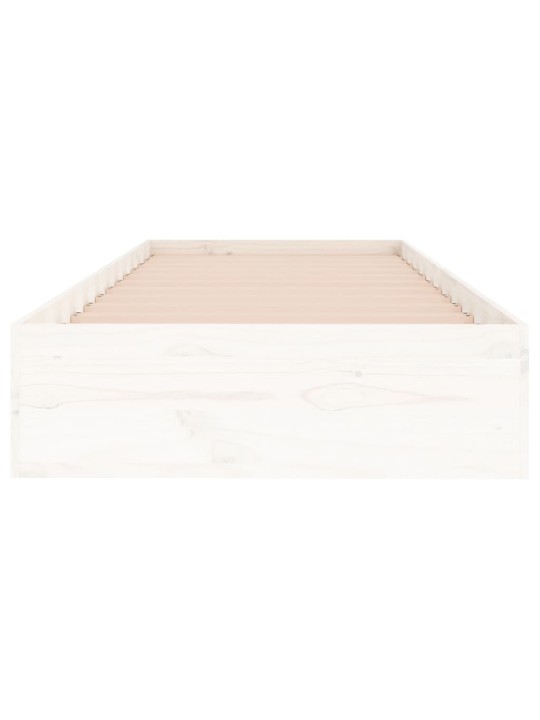 Rám postele bílý masivní dřevo 75 x 190 cm malé jednolůžko