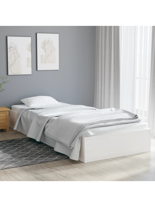 Rám postele bílý masivní dřevo 75 x 190 cm malé jednolůžko