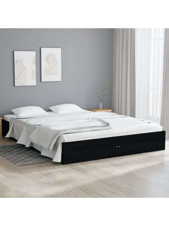 Rám postele černý masivní dřevo 120 x 190 cm malé dvojlůžko