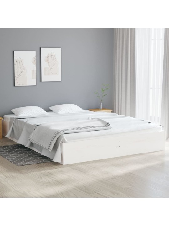Rám postele bílý masivní dřevo 135 x 190 cm dvojlůžko