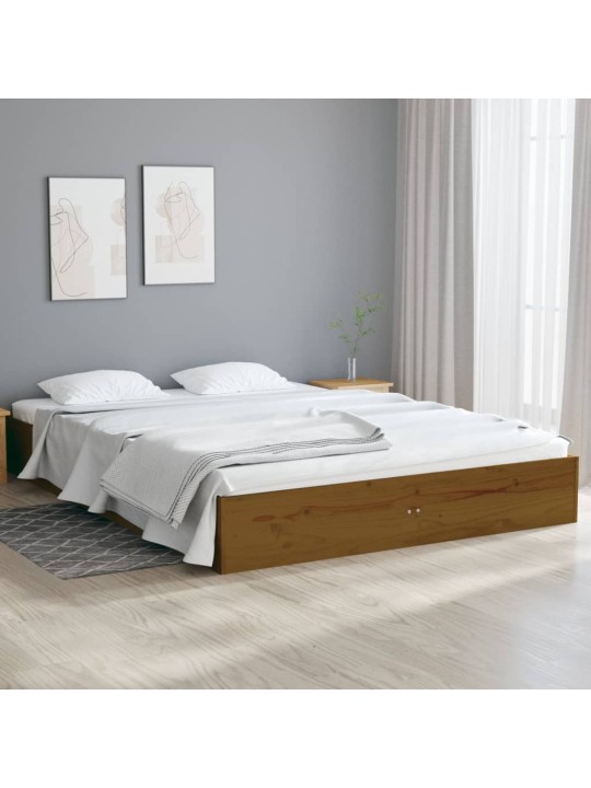 Rám postele medově hnědý masivní dřevo 135 x 190 cm dvojlůžko
