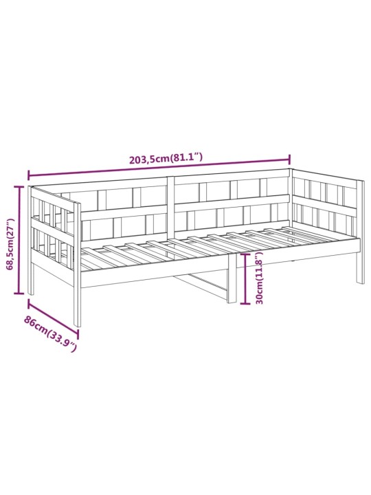 Válenda šedá masivní borové dřevo 80 x 200 cm