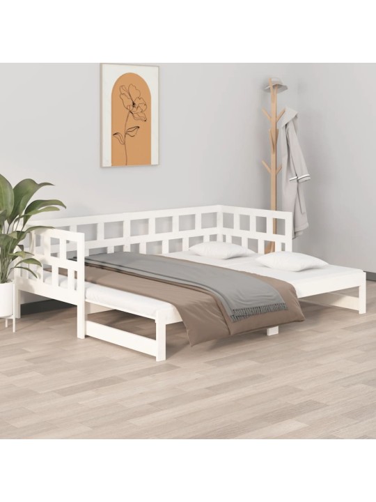 Výsuvná válenda bílá masivní borovice 2 x (90 x 200) cm