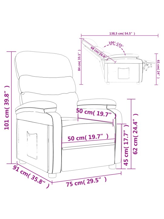 Polohovací křeslo taupe textil