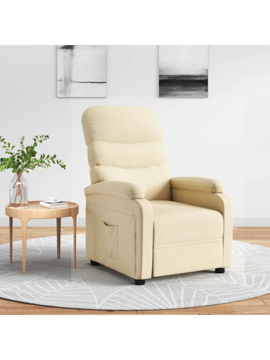 Polohovací křeslo krémové textil