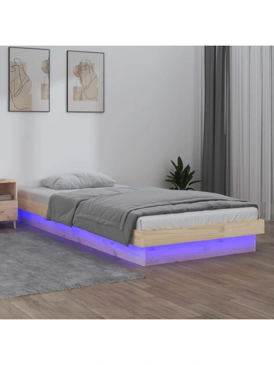 Rám postele s LED světlem 90 x 200 cm masivní dřevo