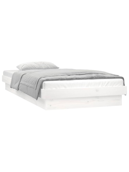 Rám postele s LED světlem bílý 90 x 200 cm masivní dřevo