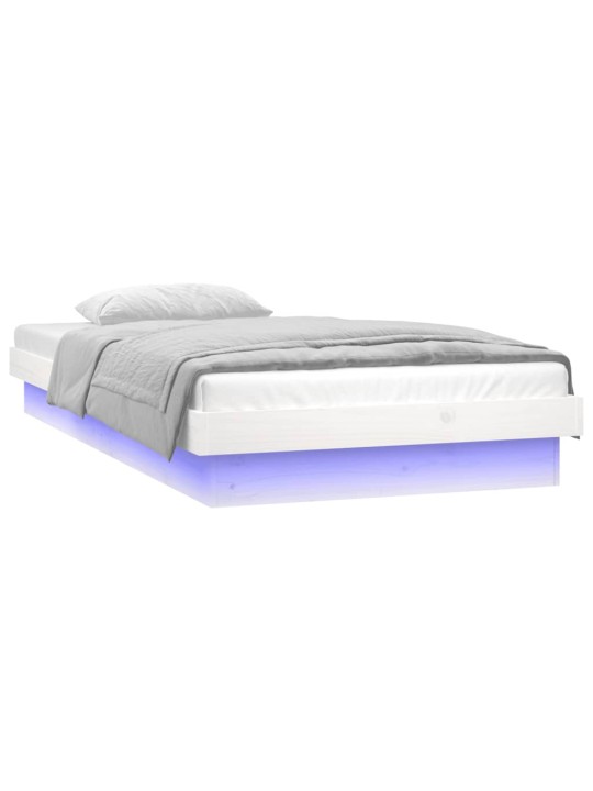 Rám postele s LED světlem bílý 90 x 200 cm masivní dřevo
