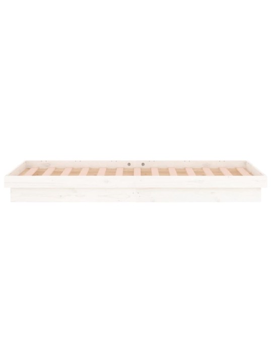 Rám postele s LED světlem bílý 90 x 200 cm masivní dřevo