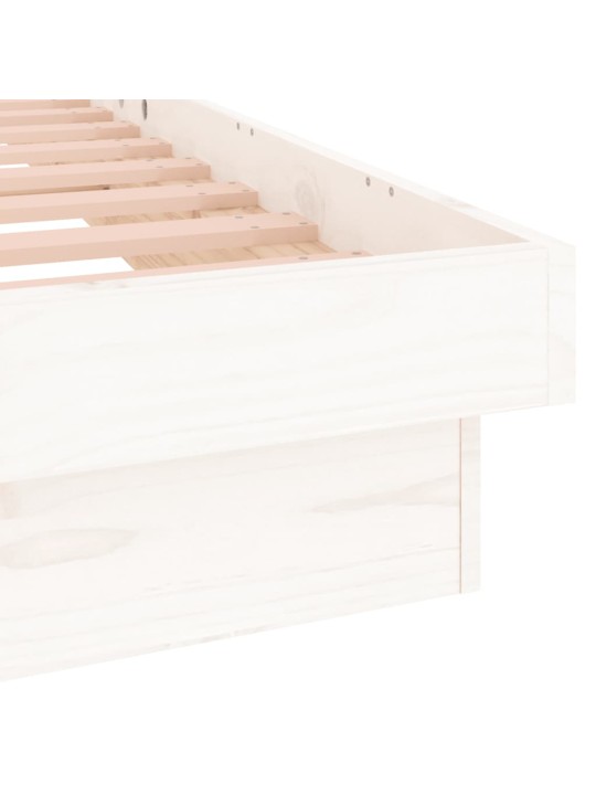 Rám postele s LED světlem bílý 90 x 200 cm masivní dřevo