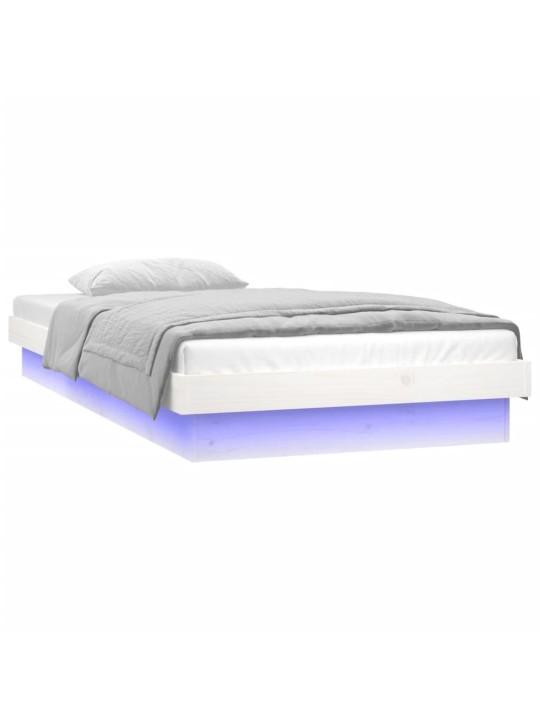 Rám postele s LED světlem bílý 100 x 200 cm masivní dřevo