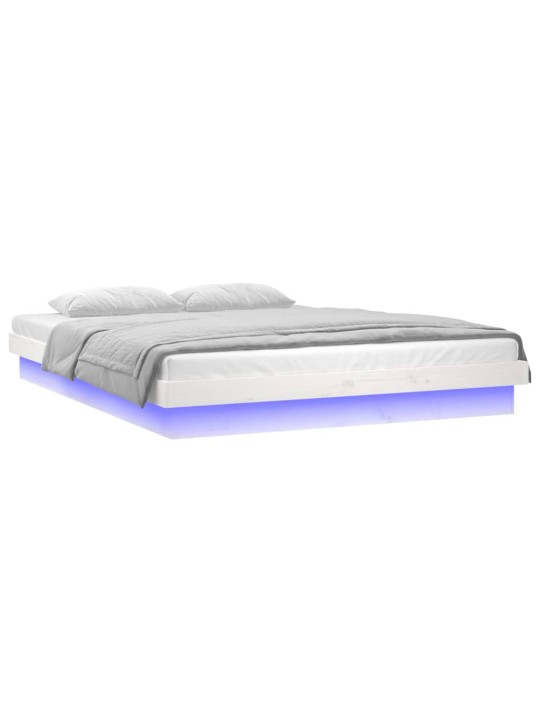 Rám postele s LED světlem bílý 120 x 200 cm masivní dřevo