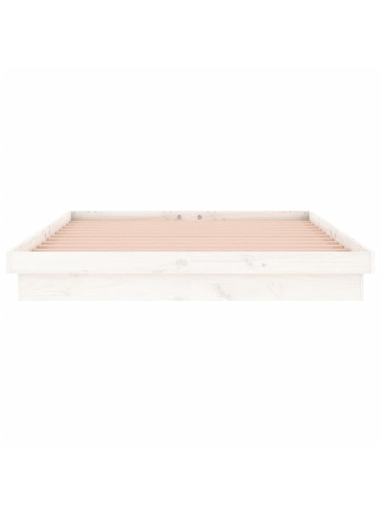 Rám postele s LED světlem bílý 120 x 200 cm masivní dřevo