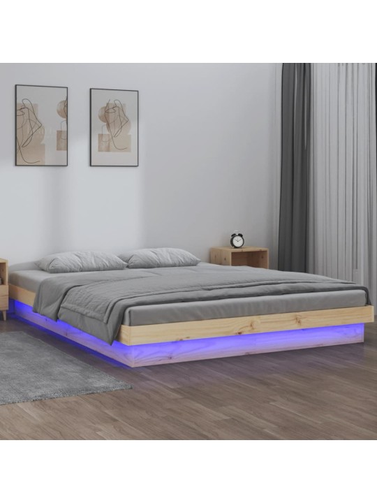Rám postele s LED světlem 150 x 200 cm King Size masivní dřevo
