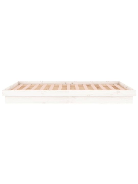 Rám postele s LED bílý 150 x 200 cm King Size masivní dřevo
