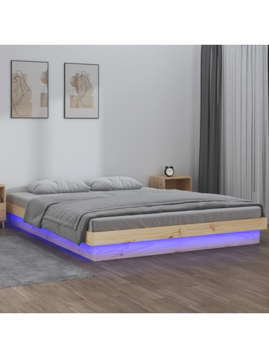 Rám postele s LED světlem 160 x 200 cm masivní dřevo
