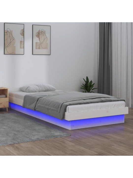 Rám postele s LED světlem bílý 90 x 190 cm Single masivní dřevo