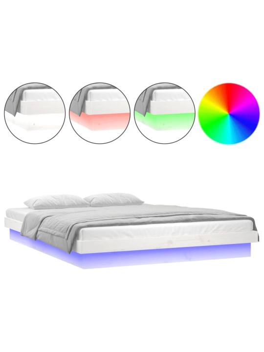 Rám postele s LED bílý 120 x 190 cm Small Double masivní dřevo