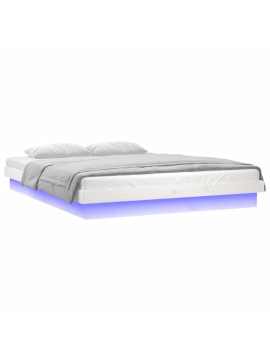 Rám postele s LED bílý 120 x 190 cm Small Double masivní dřevo