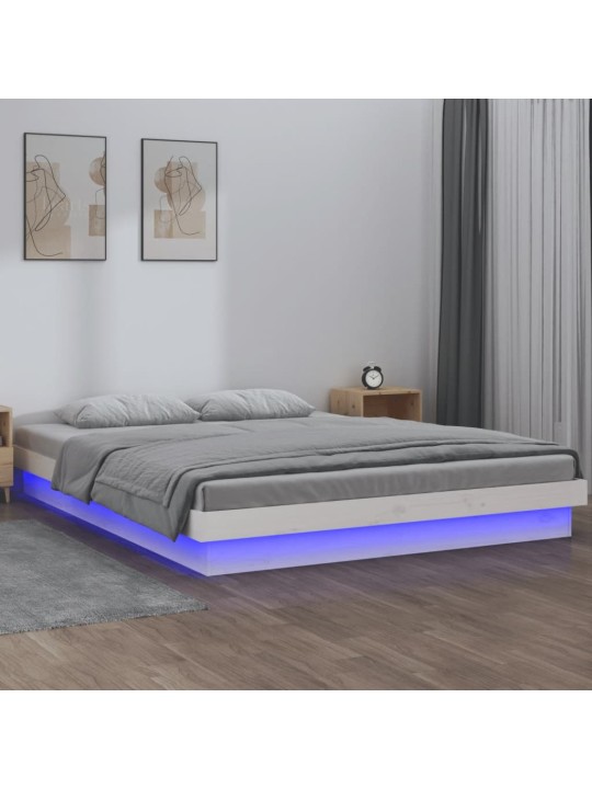 Rám postele s LED bílý 120 x 190 cm Small Double masivní dřevo