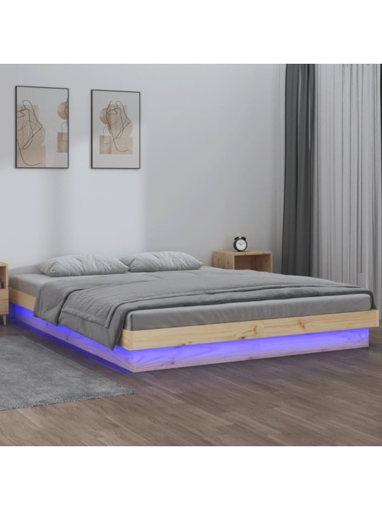 Rám postele s LED světlem 140 x 190 cm masivní dřevo