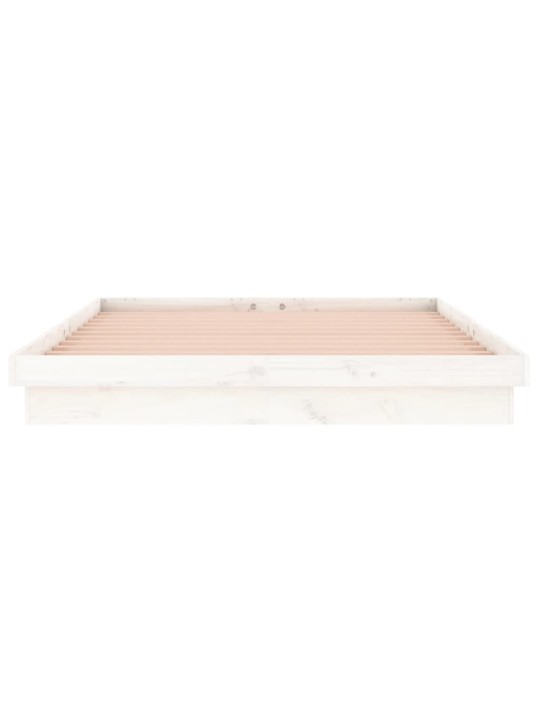 Rám postele s LED světlem bílý 140 x 190 cm masivní dřevo