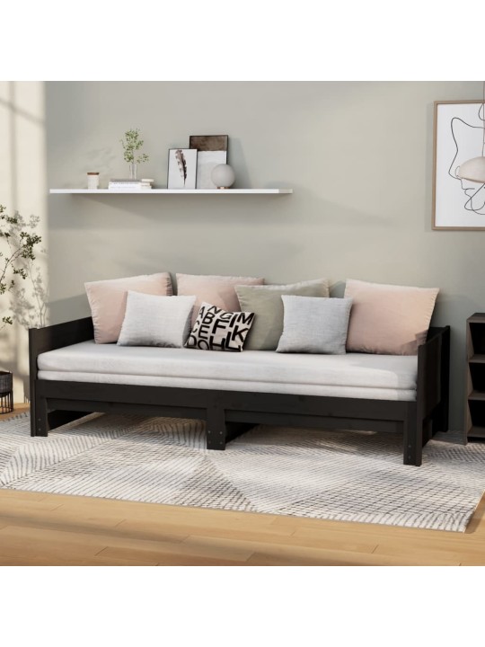 Výsuvná postel černá masivní borovice 2x (80 x 200) cm