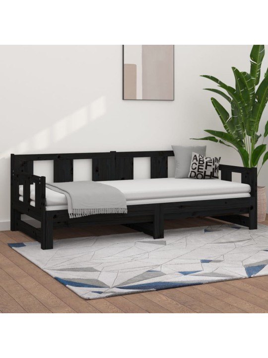 Výsuvná postel černá masivní borovice 2x (80 x 200) cm