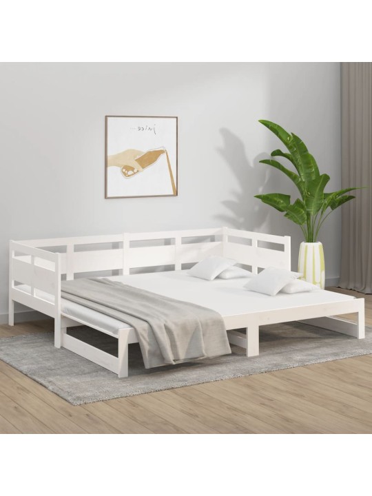 Výsuvná válenda bílá masivní borovice 2 x (90 x 200) cm