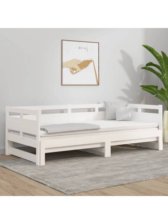 Výsuvná válenda bílá masivní borovice 2 x (90 x 200) cm