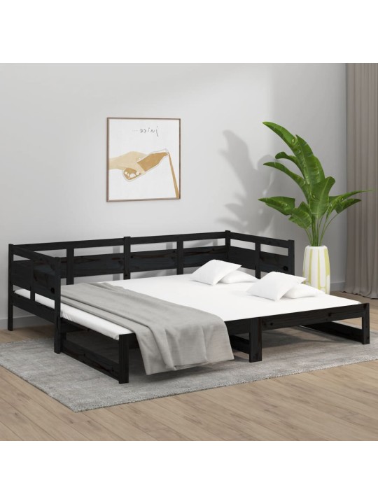 Výsuvná postel černá masivní borovice 2x (80 x 200) cm