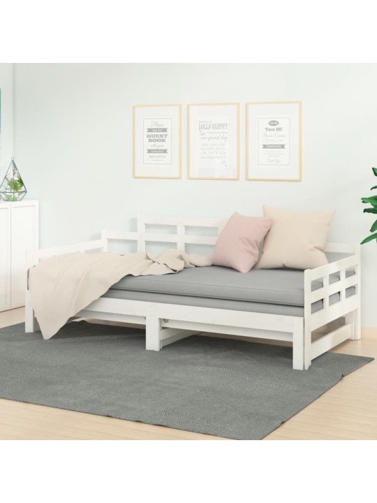 Výsuvná válenda bílá masivní borovice 2 x (90 x 200) cm