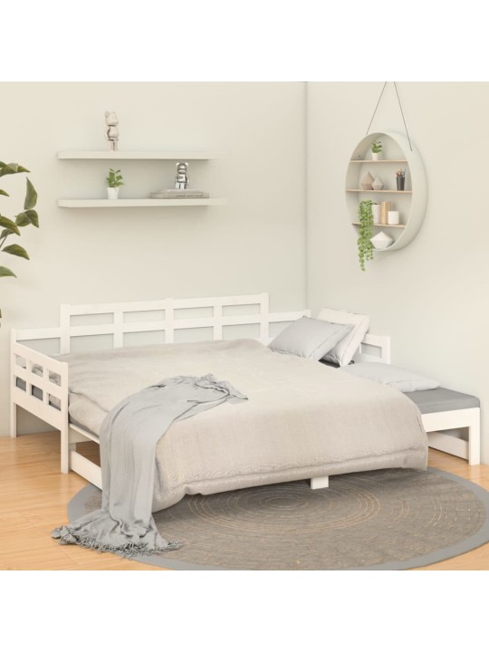 Výsuvná postel bílá masivní borovice 2x (80 x 200) cm