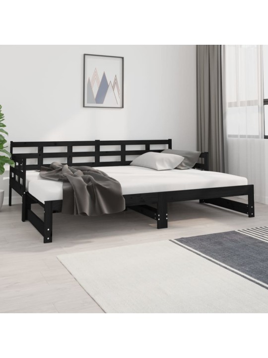 Výsuvná postel černá masivní borovice 2x (80 x 200) cm