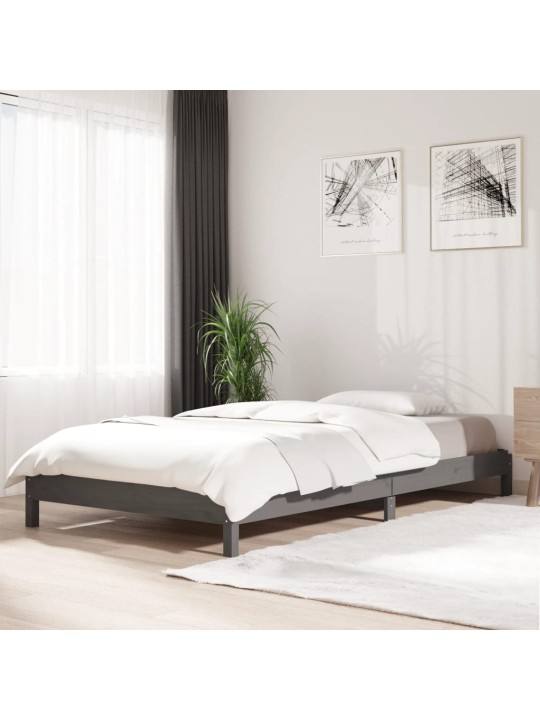 Stohovatelná postel šedá 75 x 190 cm masivní borovice