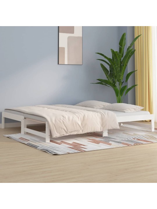 Výsuvná postel bílá 2x (90 x 200) cm masivní borovice
