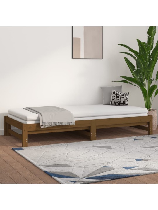 Výsuvná postel medově hnědá 2x (90 x 200) cm masivní borovice