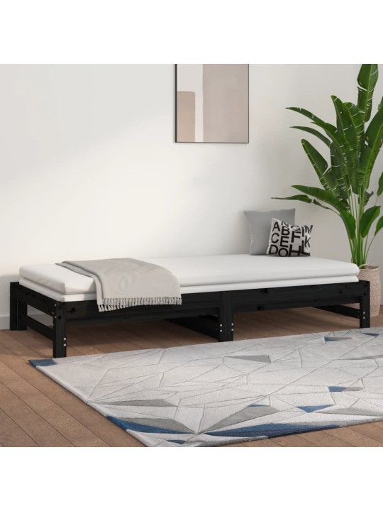 Výsuvná postel černá 2x (90 x 200) cm masivní borovice