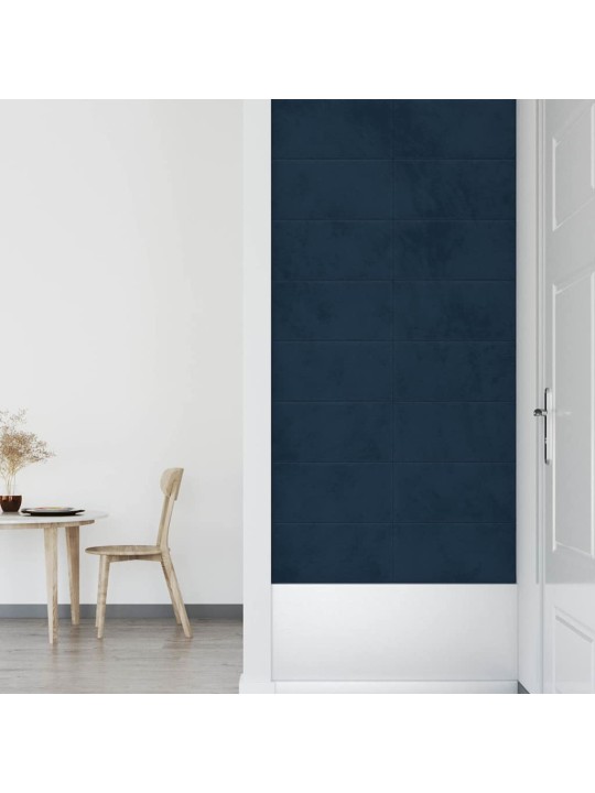 Nástěnné panely 12 ks modré 60 x 30 cm samet 2,16 m²