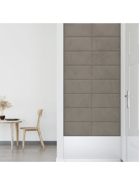 Nástěnné panely 12 ks světle šedé 60 x 30 cm samet 2,16 m²