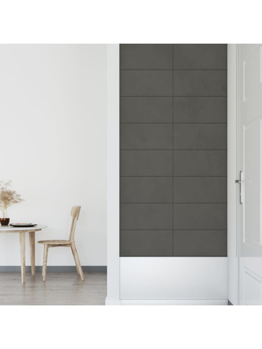 Nástěnné panely 12 ks tmavě šedé 60 x 30 cm samet 2,16 m²