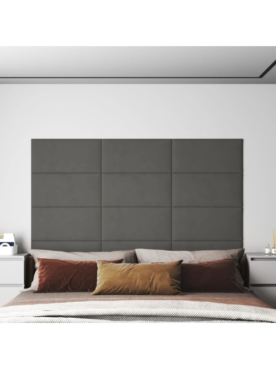 Nástěnné panely 12 ks tmavě šedé 60 x 30 cm samet 2,16 m²