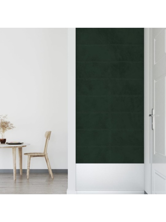 Nástěnné panely 12 ks tmavě zelené 60 x 30 cm samet 2,16 m²