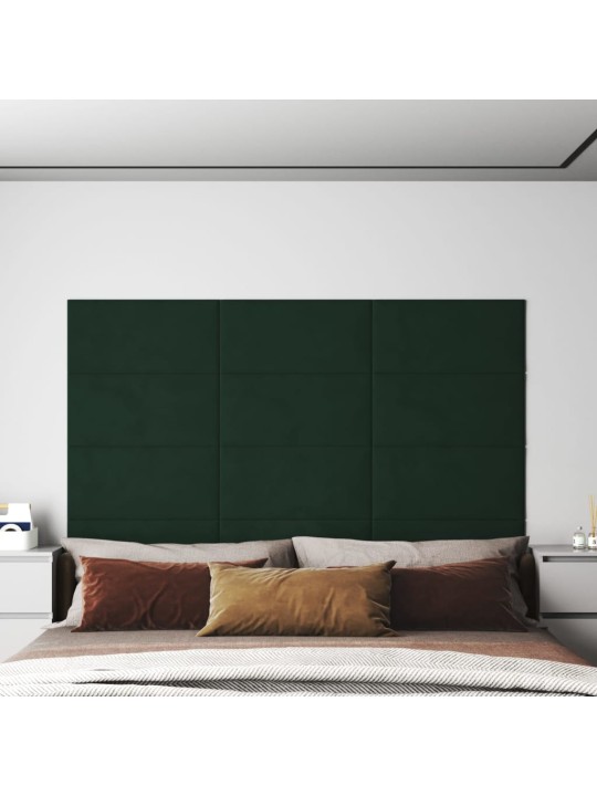 Nástěnné panely 12 ks tmavě zelené 60 x 30 cm samet 2,16 m²