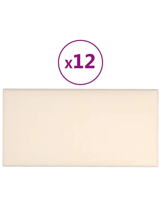 Nástěnné panely 12 ks krémové 60 x 30 cm samet 2,16 m²