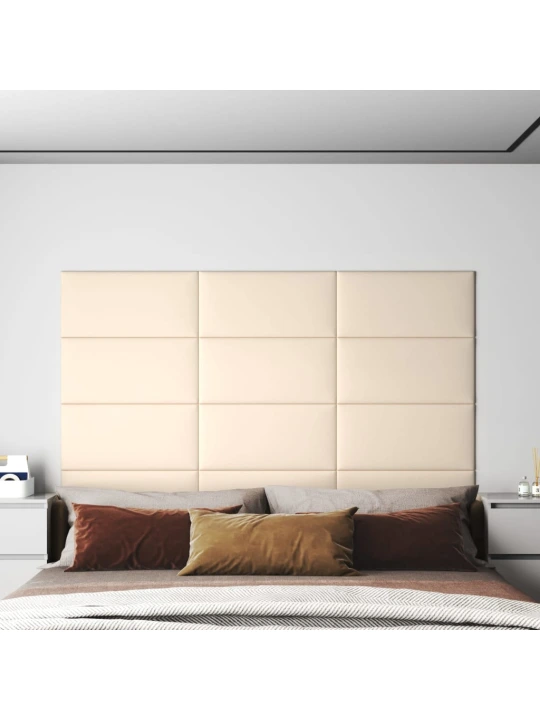 Nástěnné panely 12 ks krémové 60 x 30 cm samet 2,16 m²