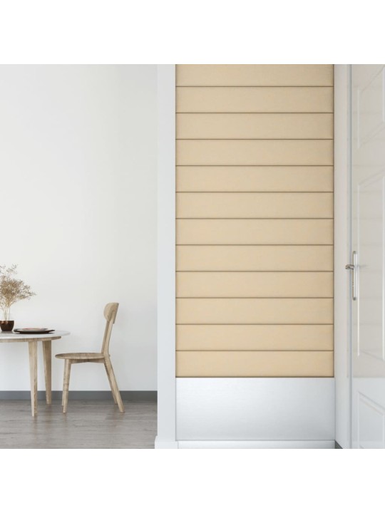 Nástěnné panely 12 ks krémové 90 x 15 cm textil 1,62 m²