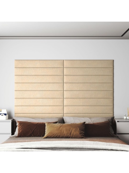 Nástěnné panely 12 ks krémové 90 x 15 cm textil 1,62 m²